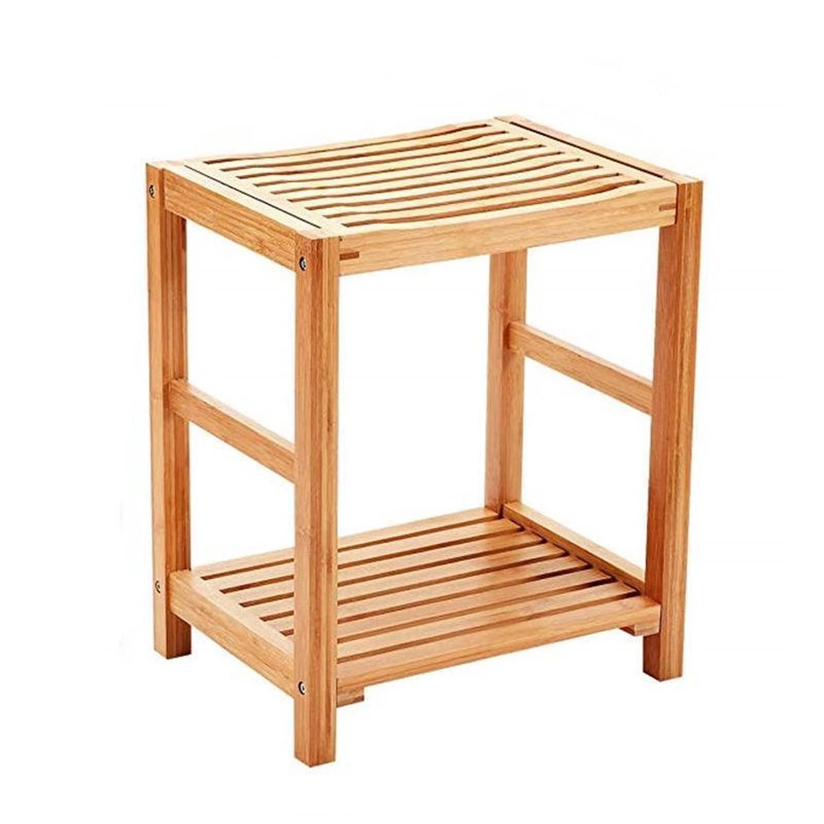 Merkloos Decopatent® Bamboe Handoekenrek - Badkamer Bankje - Houten Handdoeken Rek - Bank Voor In Badkamer - Badkamerkruk - Badkamerstoel - Afbeelding 9