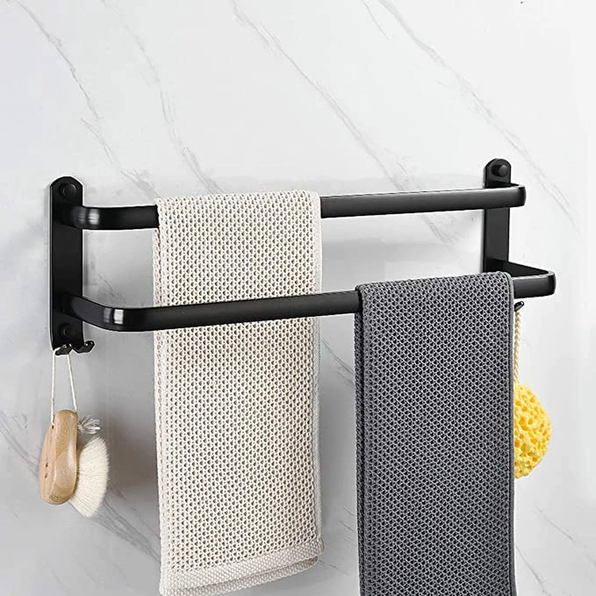 Vannons - Handdoekrek - Handdoekrek Badkamer - 2 Handdoeken - Zwart