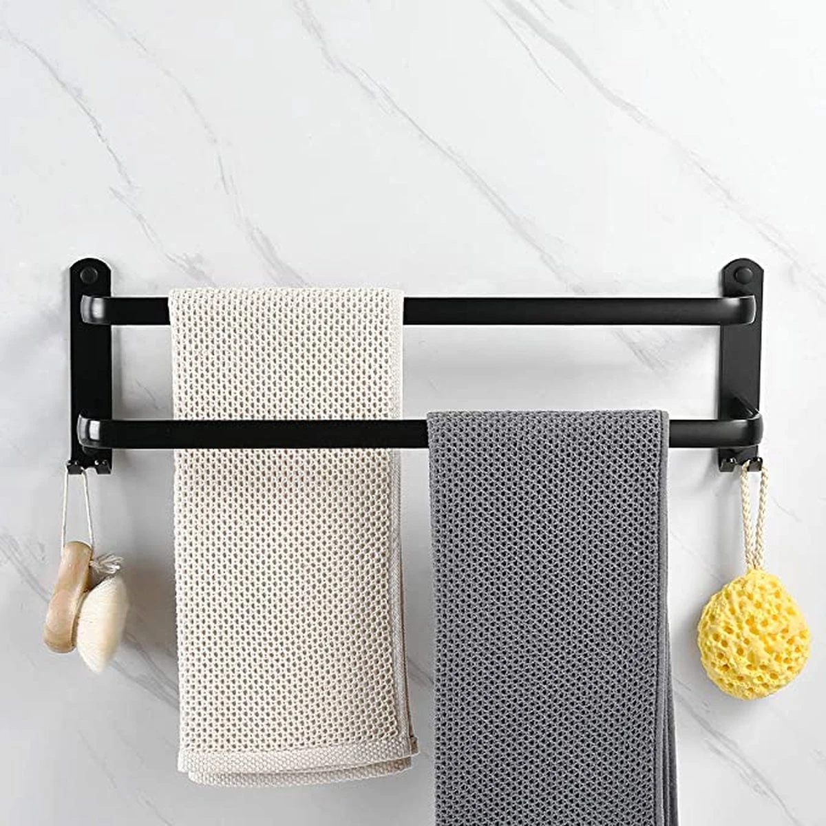 Vannons - Handdoekrek - Handdoekrek Badkamer - 2 Handdoeken - Zwart - Afbeelding 2