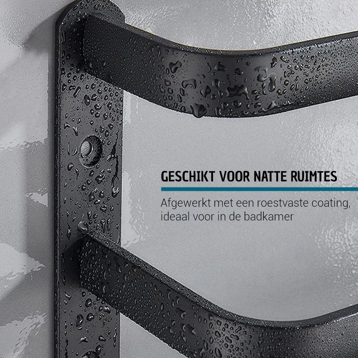 Vannons - Handdoekrek - Handdoekrek Badkamer - 2 Handdoeken - Zwart - Afbeelding 4