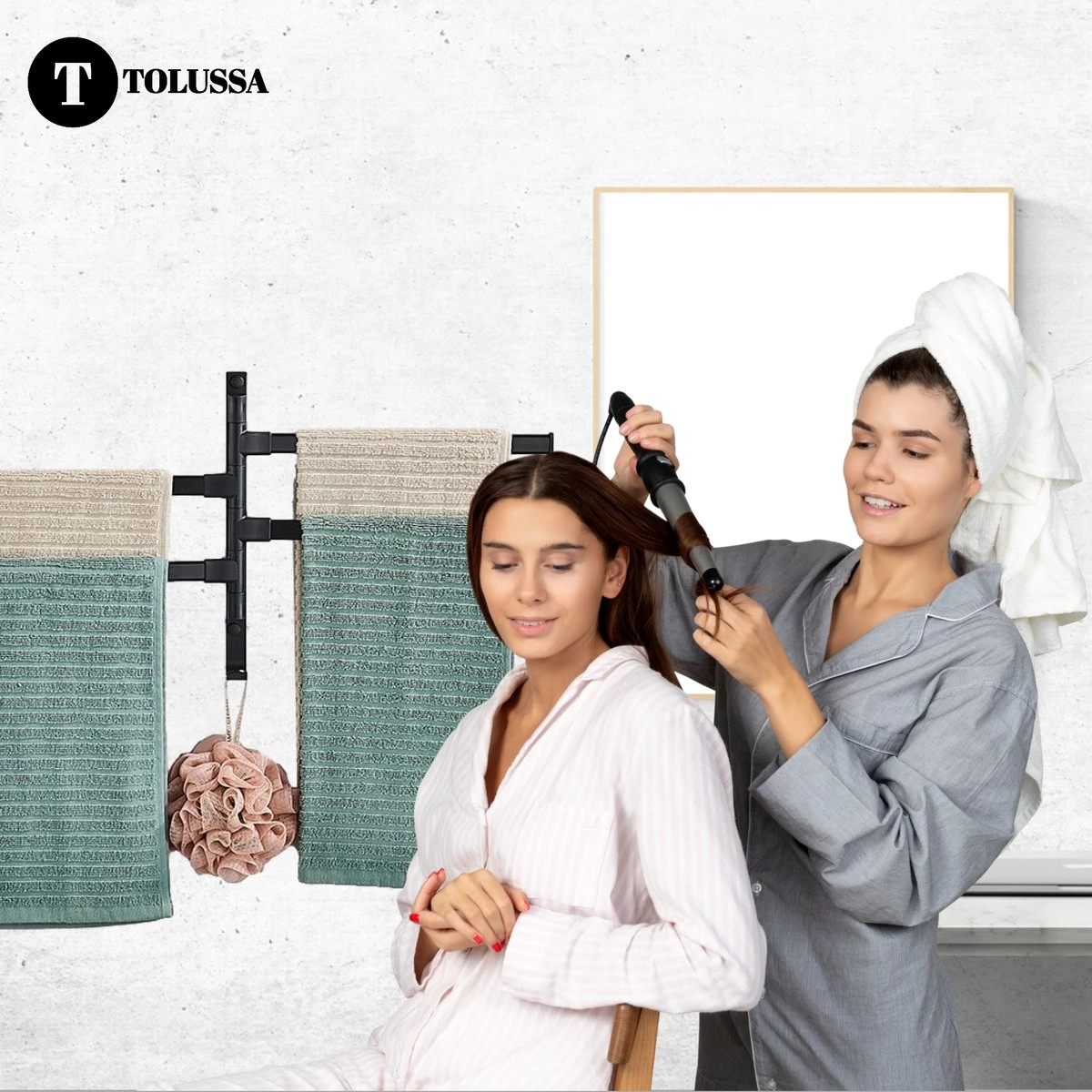 Tolussa Handdoekrek Badkamer Zwart - 30 CM - Handdoekhouder Zwart - Handdoekenrek Badkamer - Draaibaar - Afbeelding 6