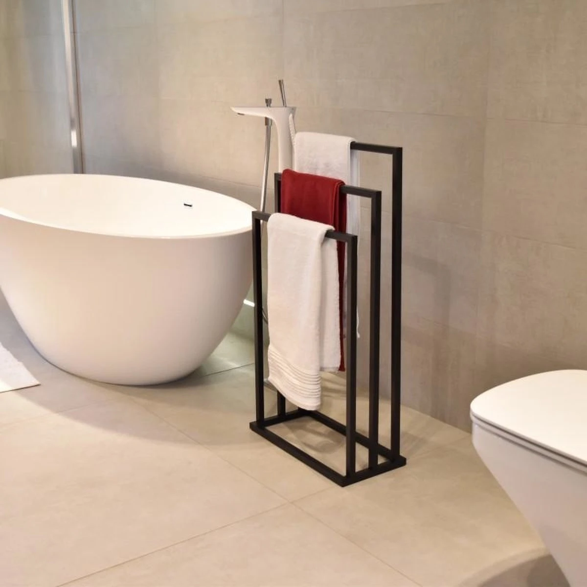 Badkamerhanger Handdoekenrek 3 Armen Zwart - Afbeelding 3
