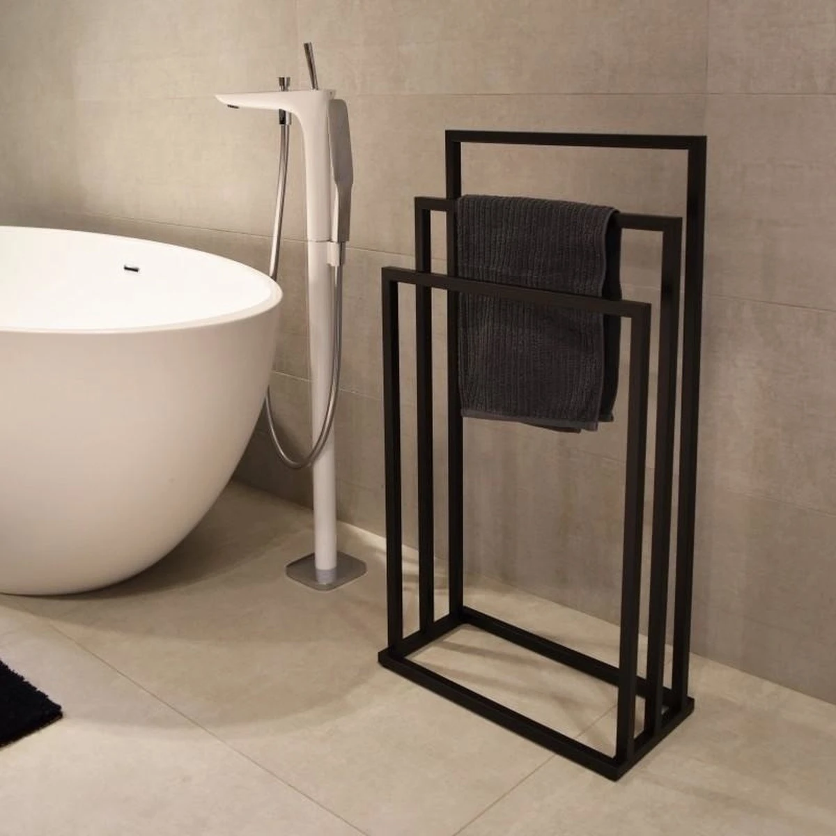 Badkamerhanger Handdoekenrek 3 Armen Zwart - Afbeelding 7