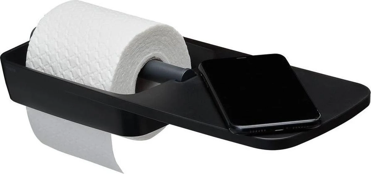 Tiger Tess - Toiletrolhouder Met Planchet - 32,1 Cm - Zwart / Antraciet
