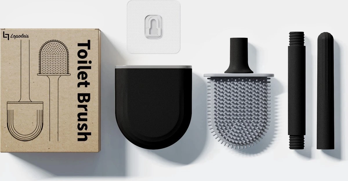 WC Borstel – Siliconen – Zwart – WC Borstel Met Houder – Vrijstaand – Hangend – WC Borstel En Houder – WC Borstel Zwart - Afbeelding 11