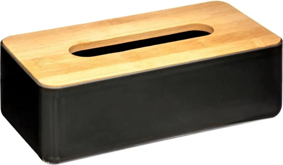 Five Tissuedoos - Zwart - Bamboe - 13 X 26 X 8.8 Cm