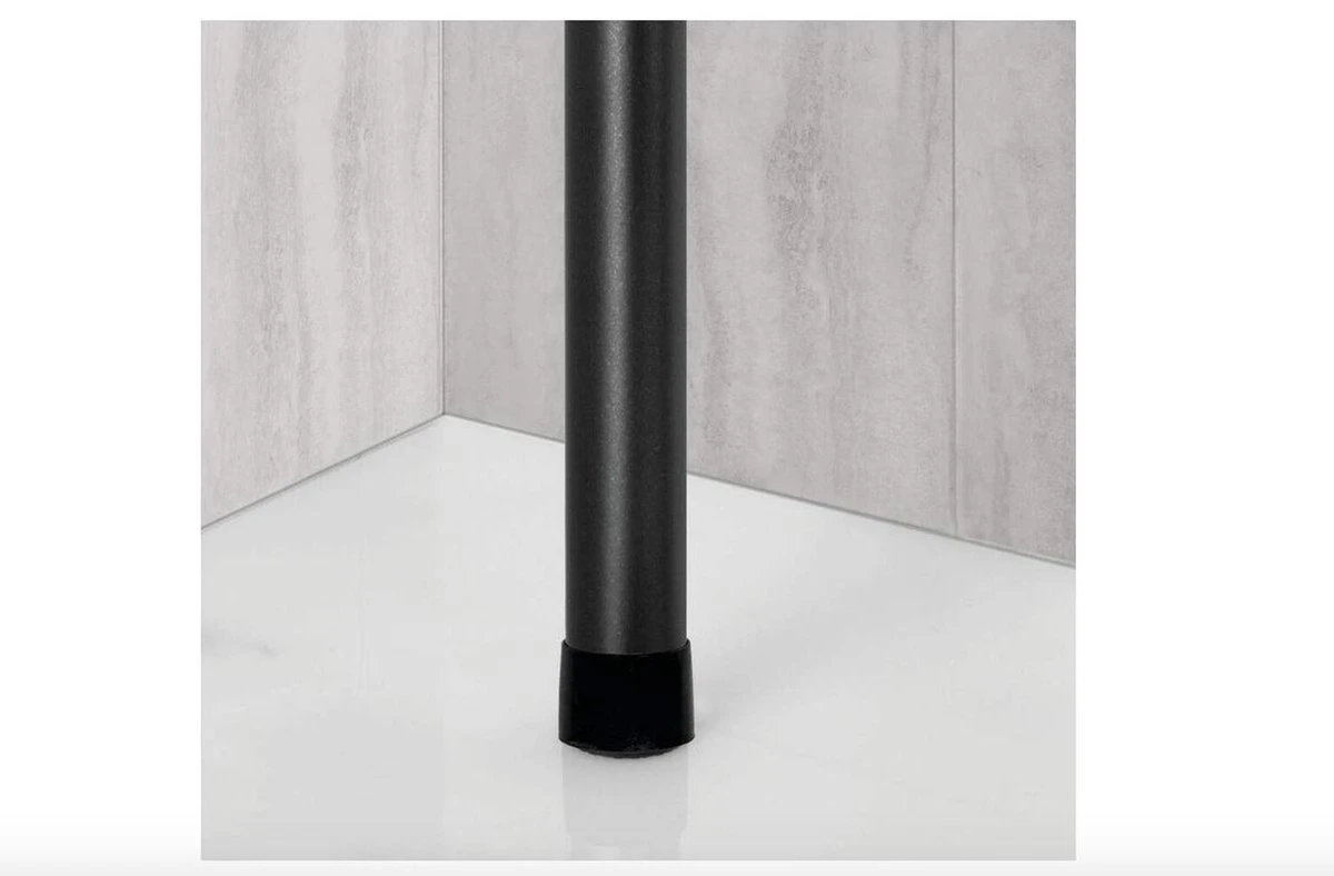 Merkloos Telescopisch Doucherek Zwart Voor Shampoo Staand Zonder Boren Shower Shelf Without Drilling Metal - Afbeelding 2