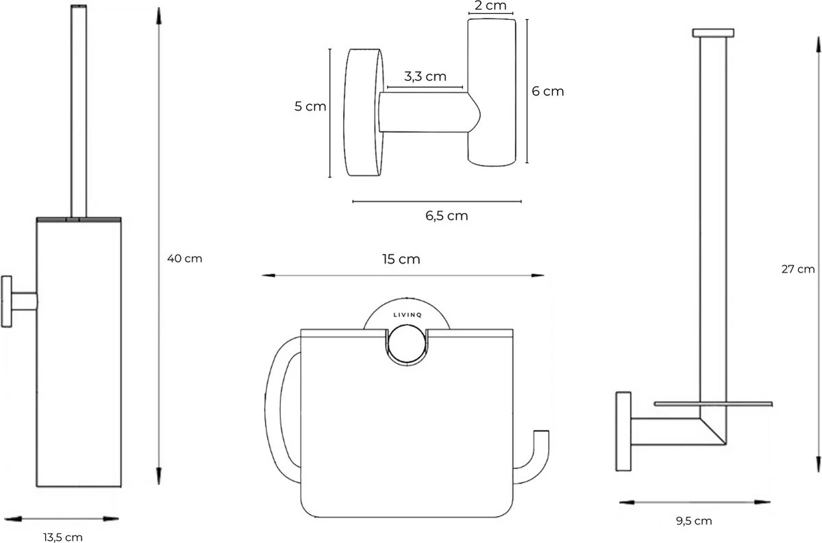 Toiletaccessoireset RVS 4-delig - Luxe Toilet Set - Toiletborstel Met Houder - Toiletrolhouder Met Klep - Reserverolhouder - Handdoekhaak - Zilver - Toiletset - Afbeelding 7