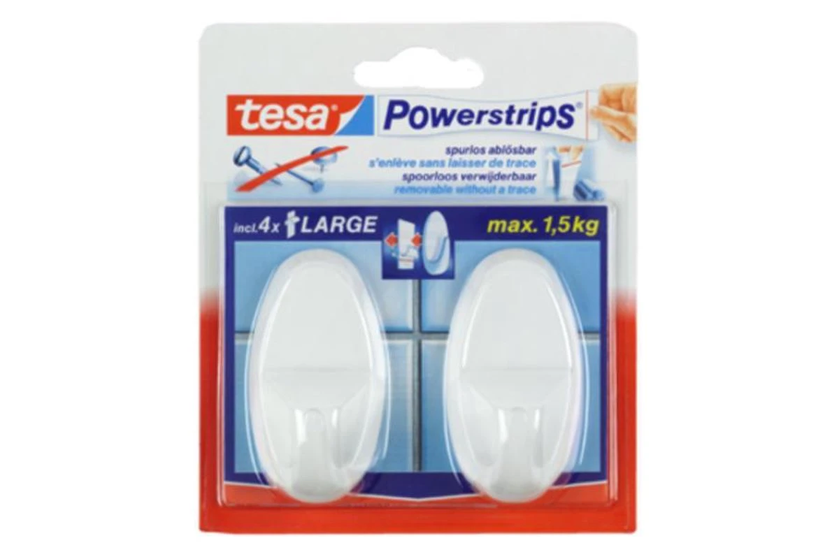 Tesa Powerstrips Haken Large - Wit - 2 Stuks - Afbeelding 2