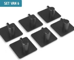 Vannons - Handdoekhaakjes - Zelfklevende Haakjes - Set Van 6 Haakjes - RVS - Zwart