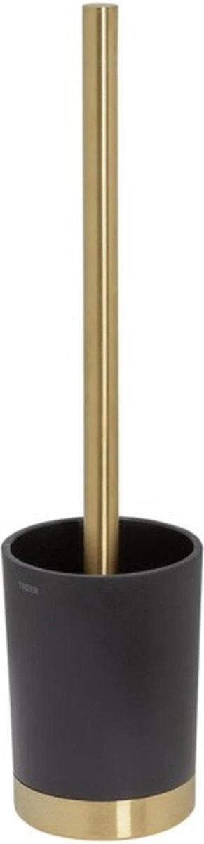 Tiger Tune - Toiletborstel Met Houder Vrijstaand - Messing Geborsteld / Zwart