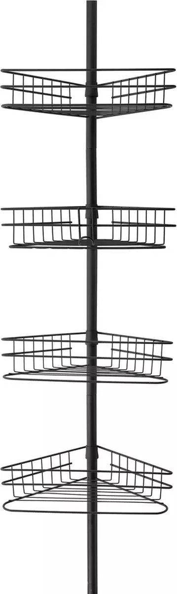 Merkloos Telescopisch Doucherek Zwart Voor Shampoo Staand Zonder Boren Shower Shelf Without Drilling Metal