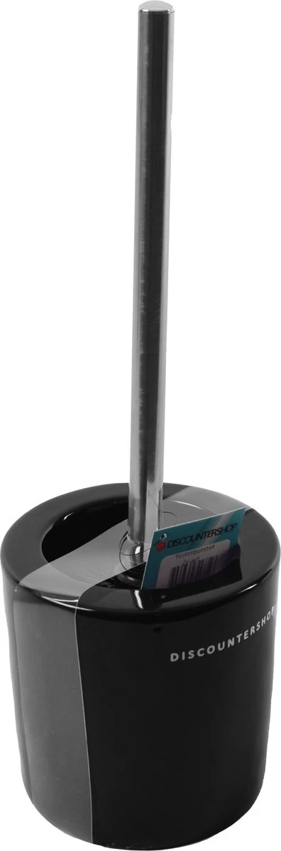 Toiletborstel Met Zwarte Borstel- Keramiek - Zwart - RVS - WC Borstel In Ronde Houder - Afbeelding 3