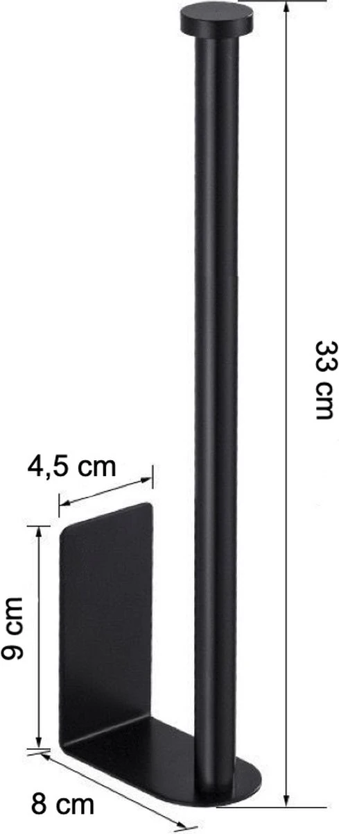 Wc Rolhouder Zonder Boren Toiletrolhouder Reserverolhouder 3 Rollen - Zwart - Badkamer Accessoires - RVS - Hangend - Afbeelding 3