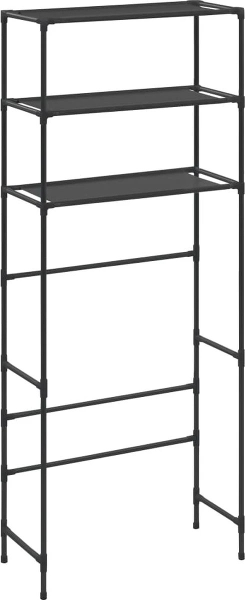 VidaXL Opbergrek Voor Boven Wasmachine 3-laags 69x28x169 Cm Zwart - Afbeelding 3