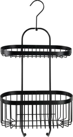 WENKO Doucherek 2-laags Classic Plus Black Mat Zwart - Doucherek Zonder Boren - Doucherek Hangend Zwart