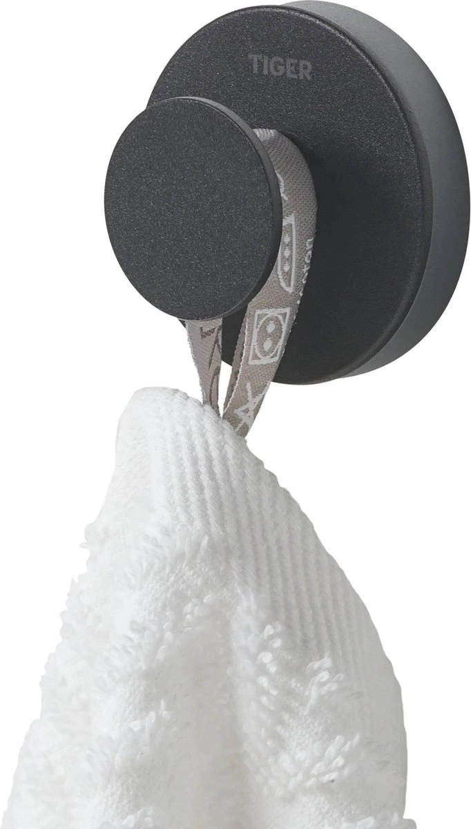 Tiger Urban - Handdoekhaak - 2 Stuks - Zwart - ø 5 Cm - Inclusief 4 Decorringen - Zelfklevend - Afbeelding 7