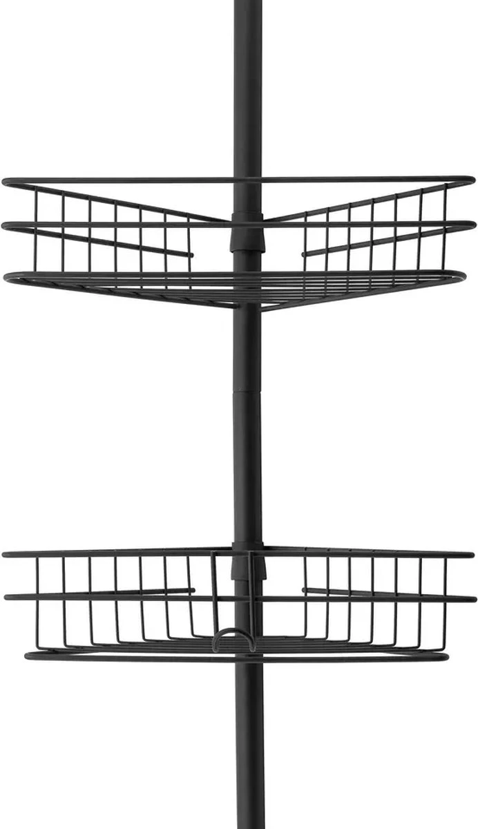 Merkloos Telescopisch Doucherek Zwart Voor Shampoo Staand Zonder Boren Shower Shelf Without Drilling Metal - Afbeelding 3