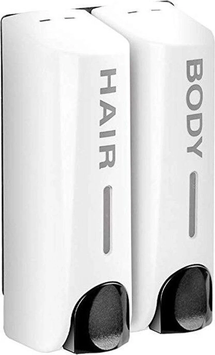 WiseGoods Luxe Zeepdispenser Shampoo - Desinfectie Dispenser Wandmontage Zeep Pomp - Zeeppompje Douche - Badkamer Muur - Wit 2st