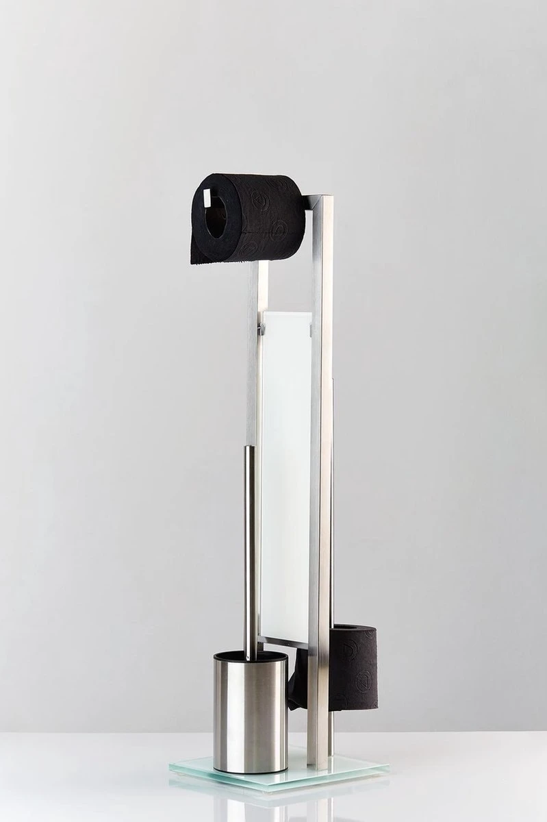 WENKO Toiletbutler Rivalta RVS Mat - Toiletborstel Met Houder, Toiletrolhouder En Reserverolhouder - Afbeelding 12