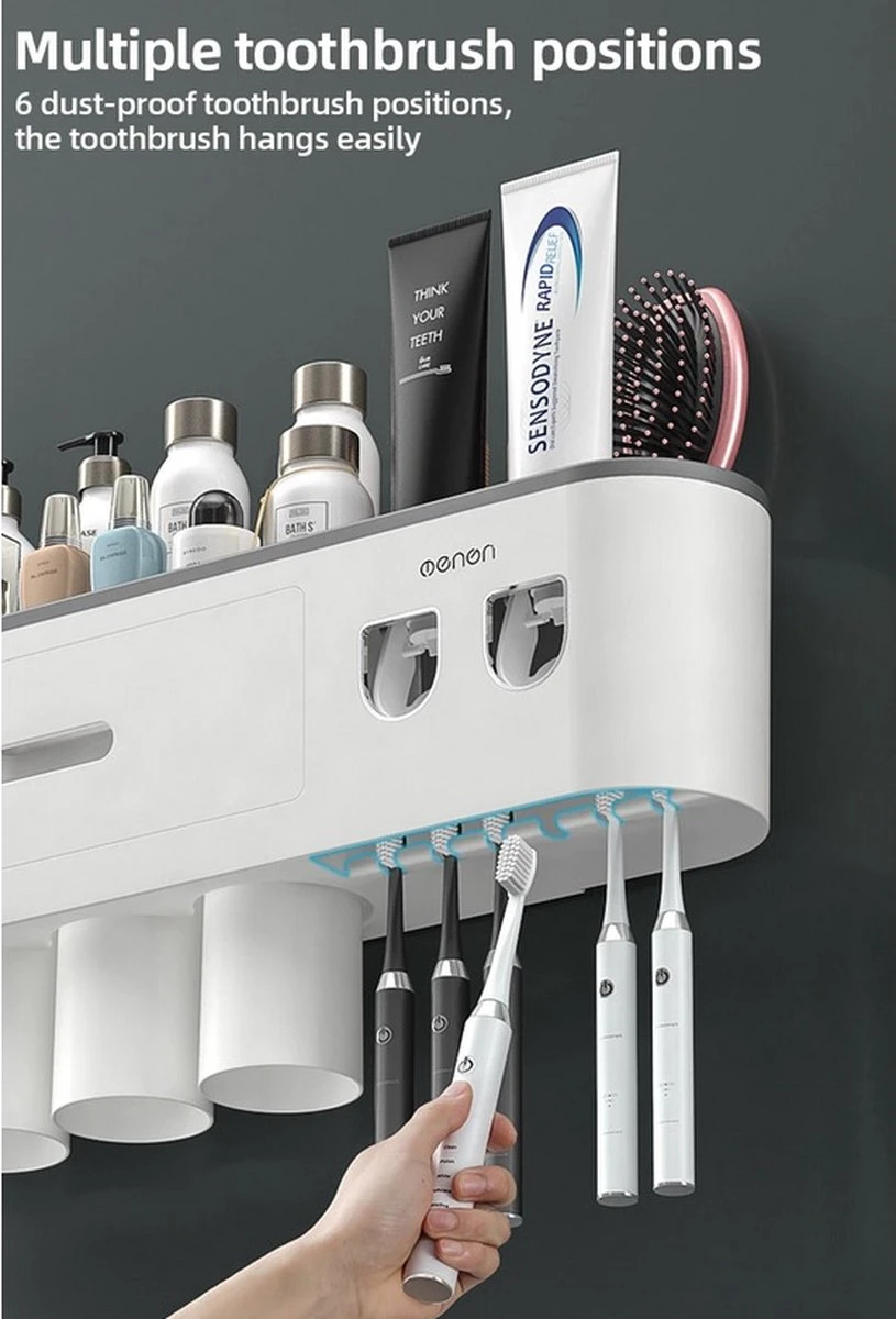 LuxeBass Tandenborstel Organizer | Tandenborstelhouder | Automatisch Tandpasta Dispenser | Met Lade En Opbergvak Voor Badkamer - LB544 - Afbeelding 13