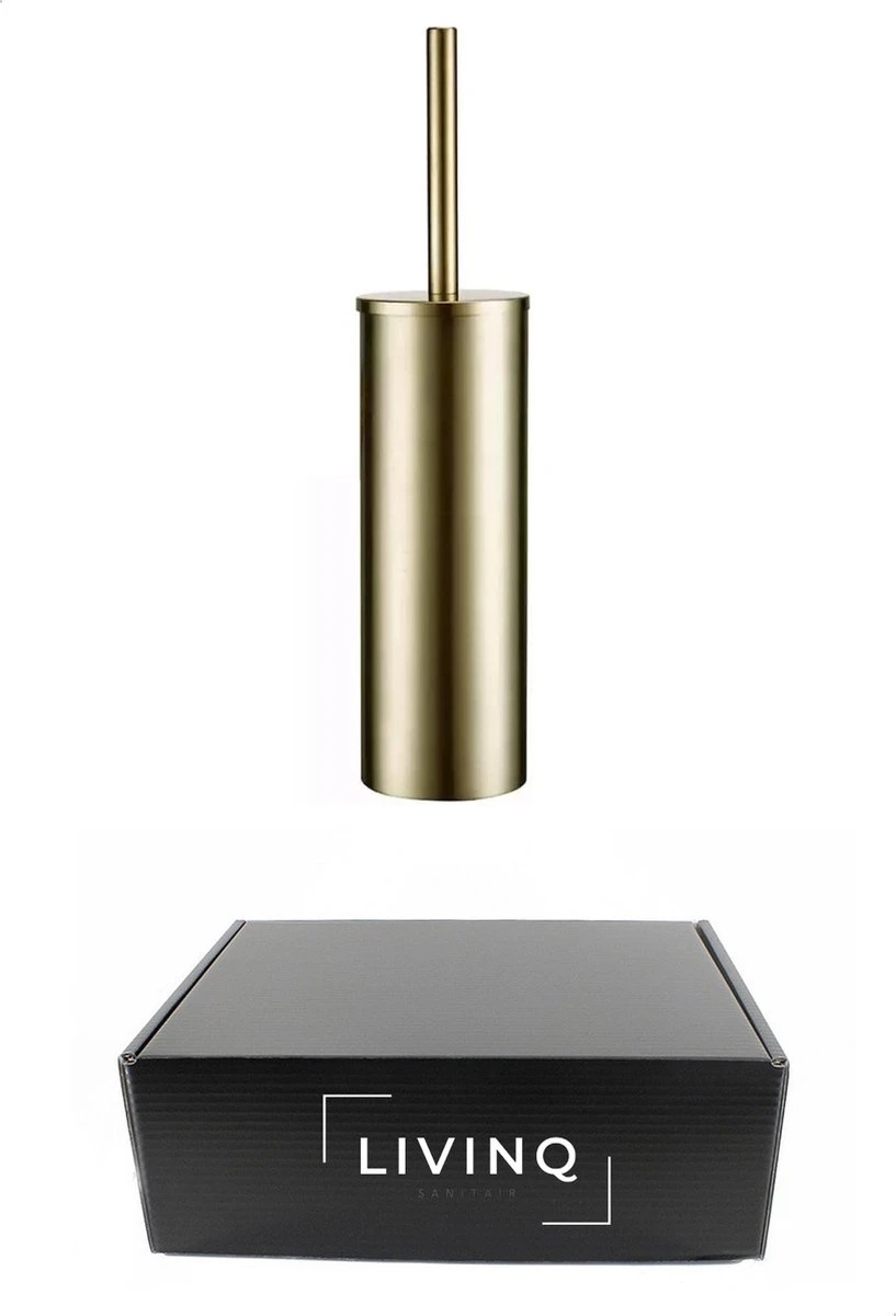 Toiletborstel Met Houder - Vrijstaand - Toiletborstelhouder - Goud - Wc Borstel Met Houder - RVS - Zonder Boren - Afbeelding 4