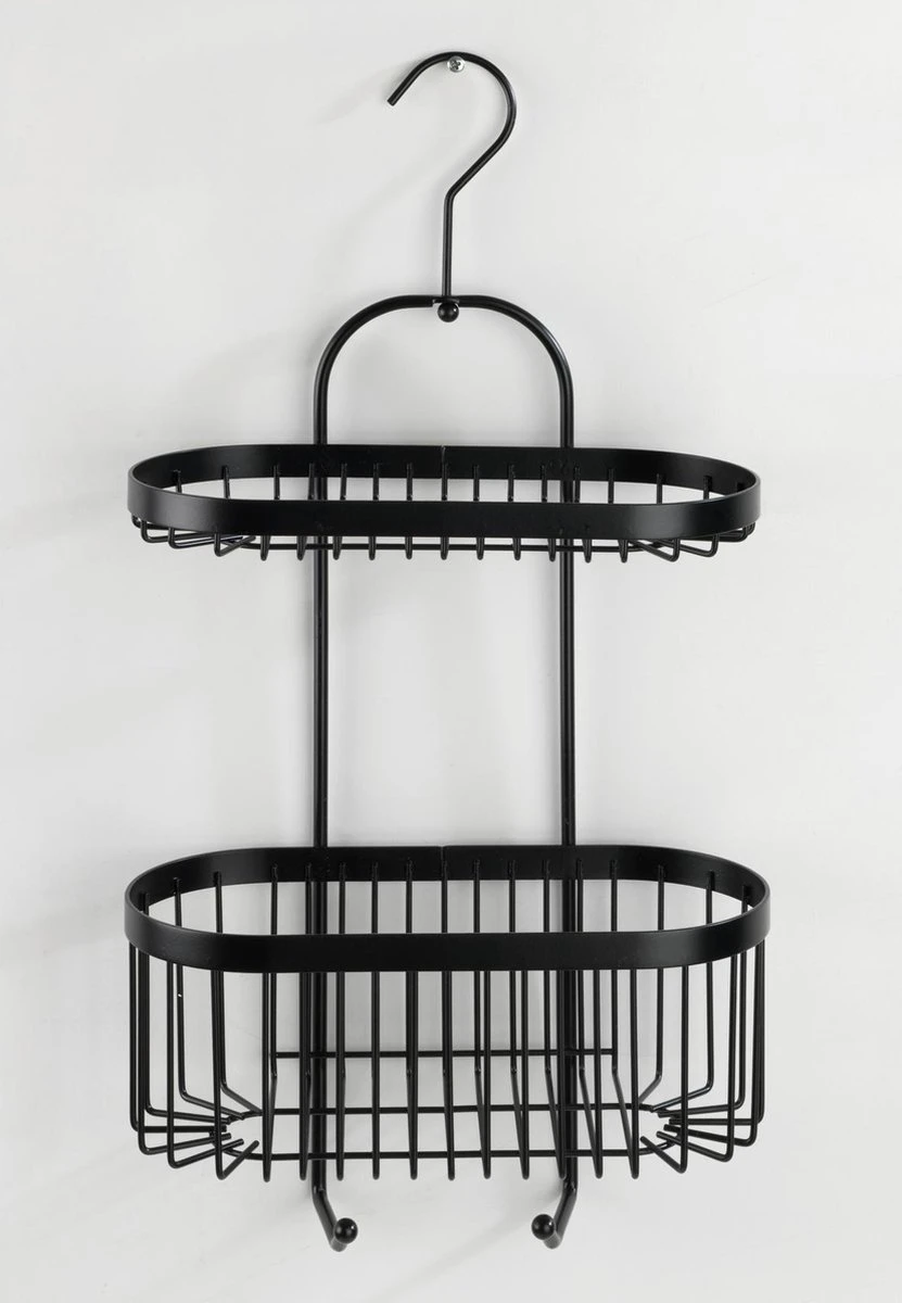 WENKO Doucherek 2-laags Classic Plus Black Mat Zwart - Doucherek Zonder Boren - Doucherek Hangend Zwart - Afbeelding 7