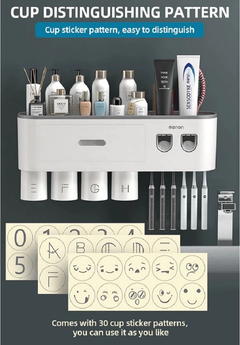 LuxeBass Tandenborstel Organizer | Tandenborstelhouder | Automatisch Tandpasta Dispenser | Met Lade En Opbergvak Voor Badkamer - LB544 - Afbeelding 6