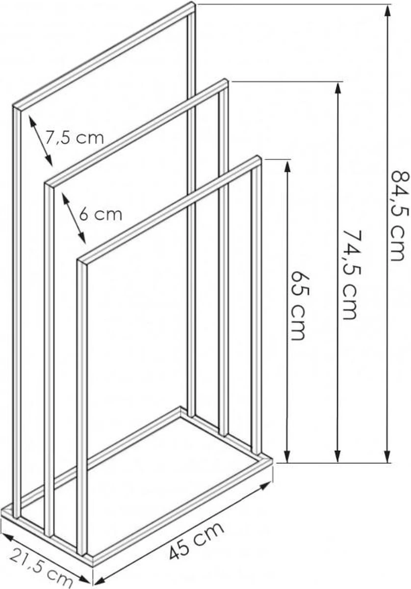 Badkamerhanger Handdoekenrek 3 Armen Zwart - Afbeelding 4