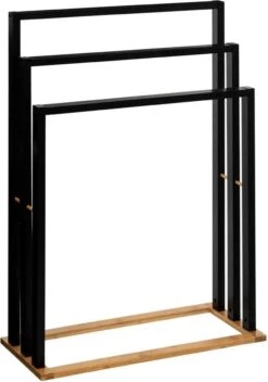 Handdoekrek Badkamer - Handdoekrek - Handdoekladder - Handdoekrek Zonder Boren - Handdoekrek Vrijstaand - Handdoekenrek Badkamer - Handdoekenrek Vrijstaand - Handdoekenrek - Handdoekenladder - Zwart - Hout - Zonder Boren