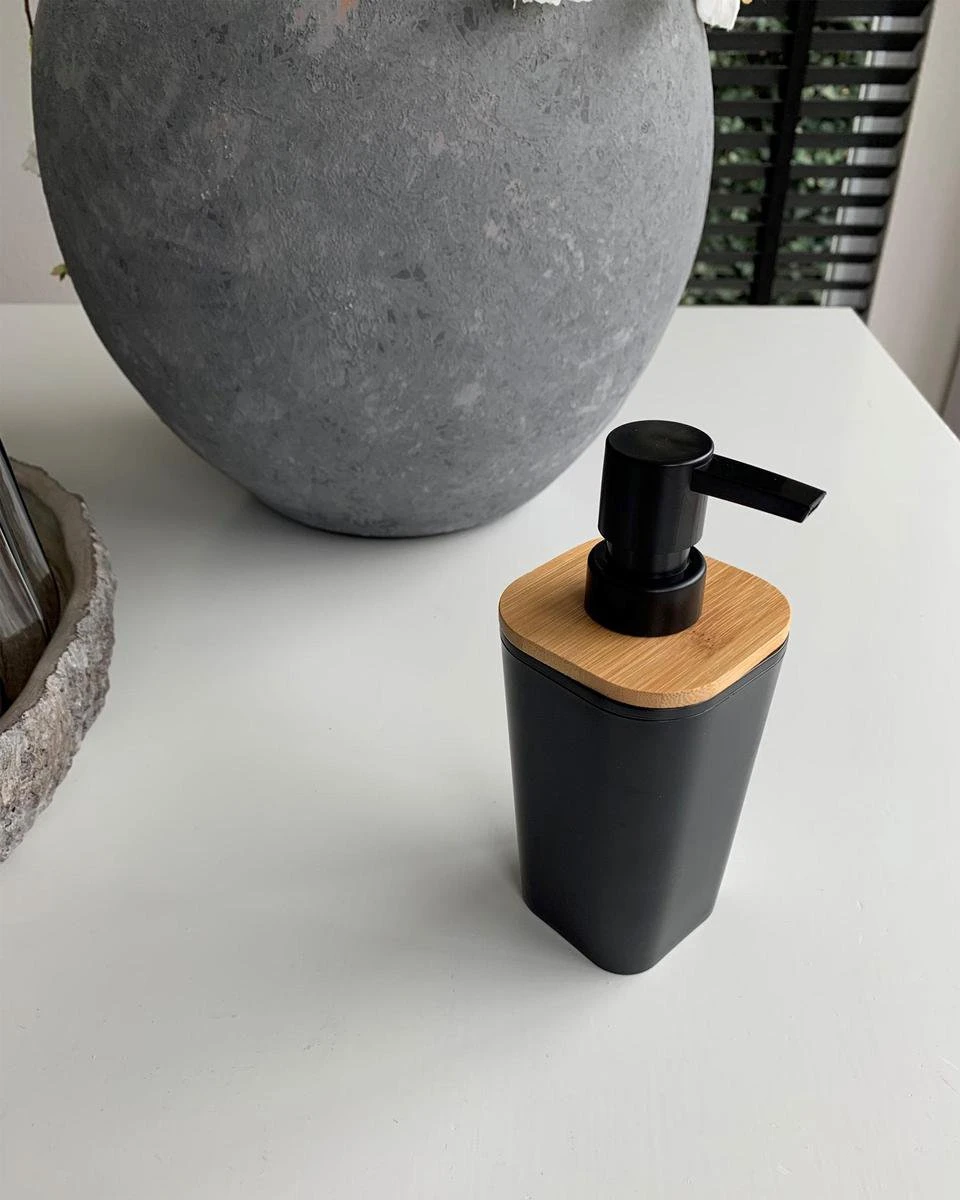 Five Zeeppompje/zeepdispenser Van Kunststeen - Zwart - 300 Ml - Afbeelding 3
