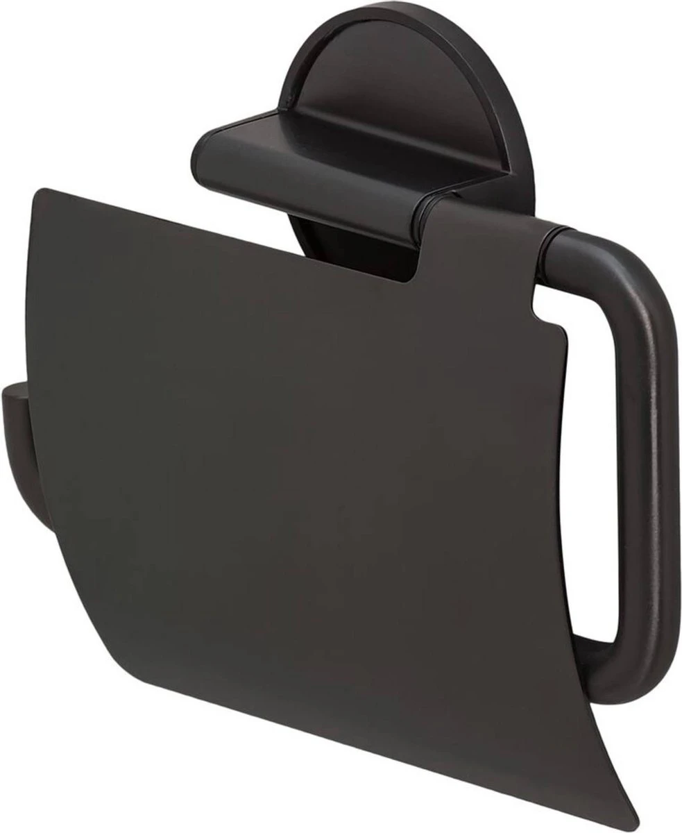 Tiger Tune - Toiletrolhouder Met Klep - Zwart Metaal Geborsteld / Zwart - Afbeelding 3